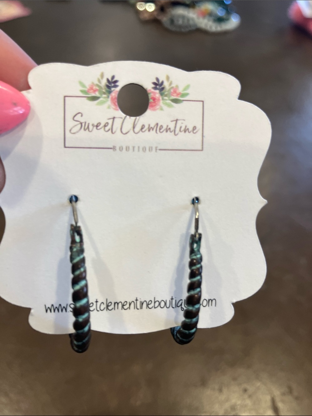 Twisted Hoop Earrings in Black and Silver